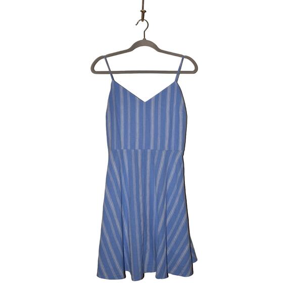 GAP NEW $50 Smocked Back Striped Linen Mini Sundress Blue Small - Picture 1 of 4